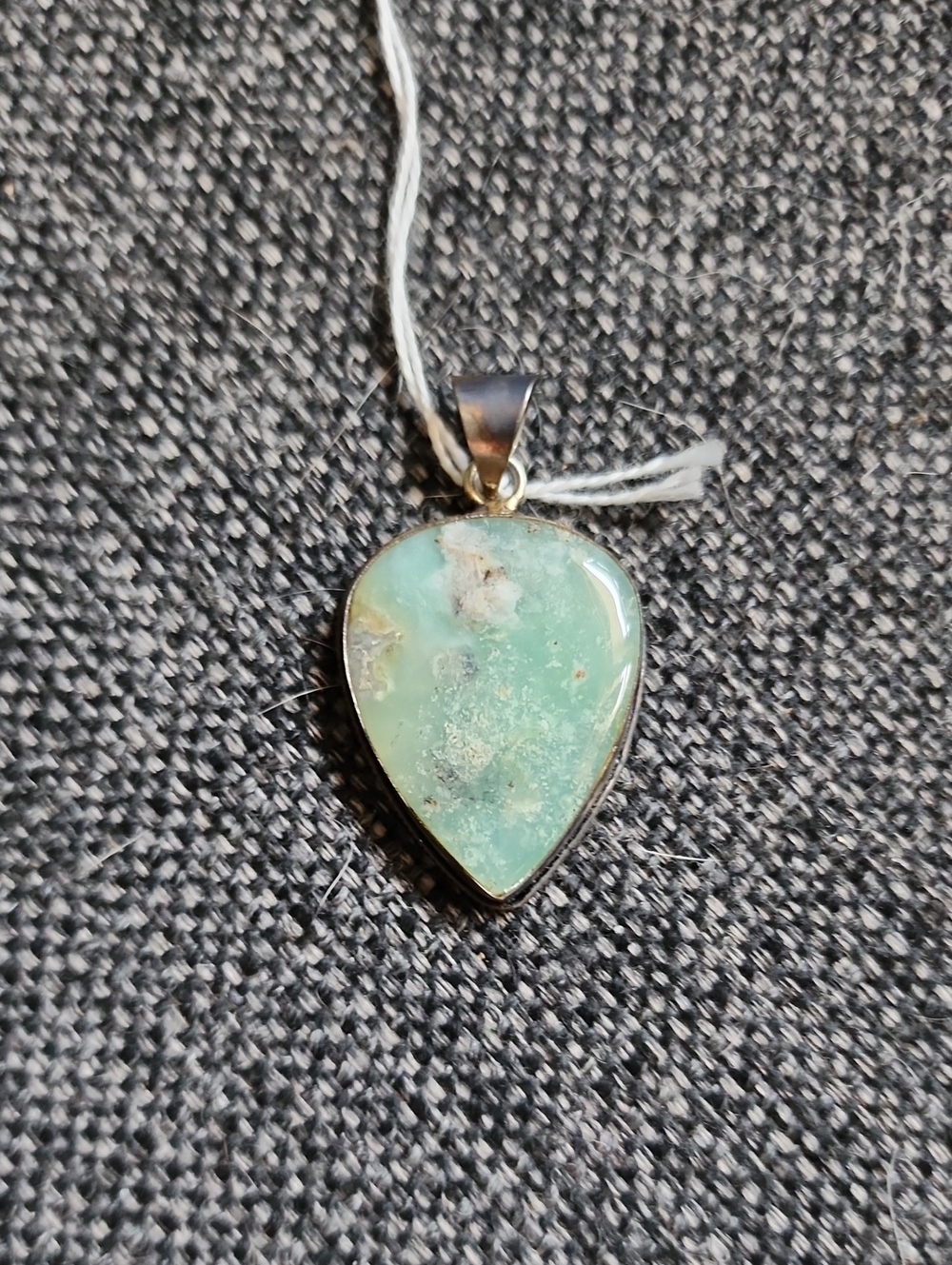 Estate Chrysopase Pendant In Sterling